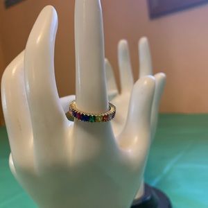 Sterling gold plated rainbow band ring.